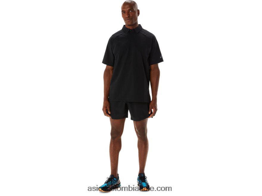 hombres Asics polo actibreeze en jacquard rendimiento negro 20X82N270
