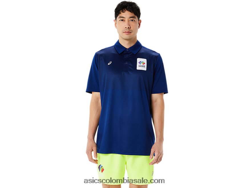 hombres Asics polo con degradado hexagonal wch azul oscuro (pantone 281c) 20X82N1216