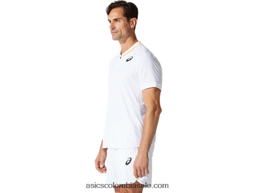 hombres Asics polo del partido blanco brillante 20X82N2000