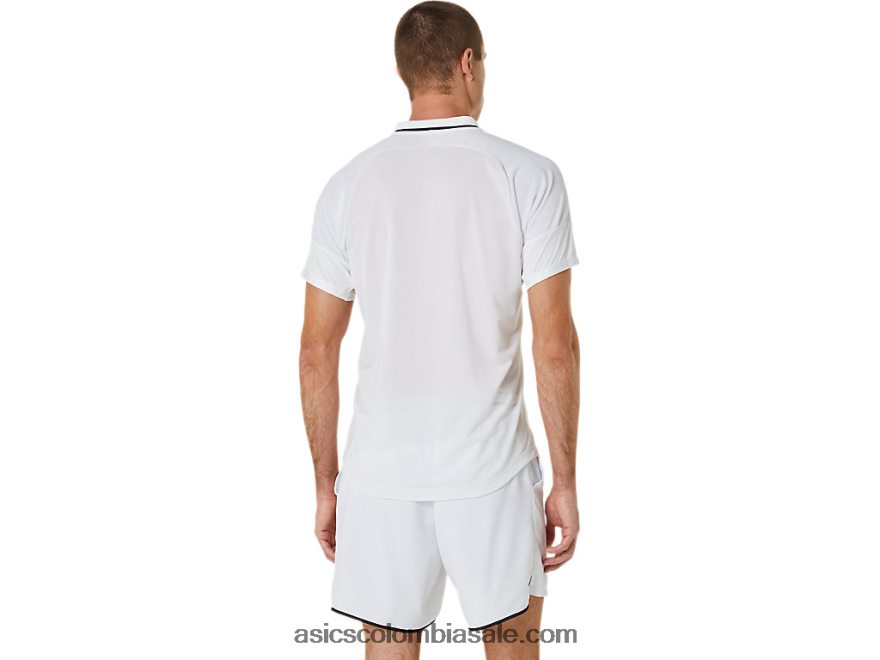 hombres Asics polo del partido blanco brillante 20X82N324