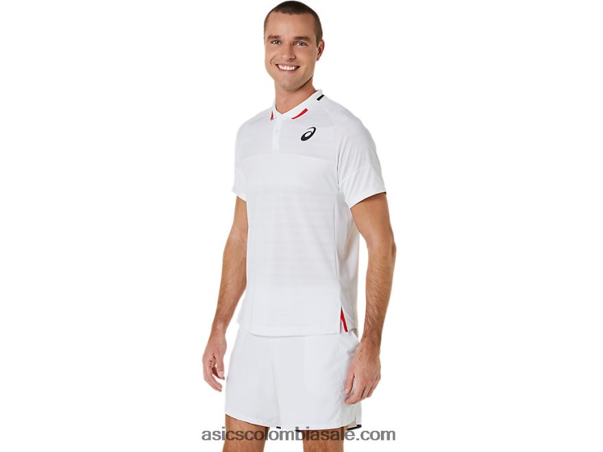 hombres Asics polo del partido blanco brillante 20X82N324