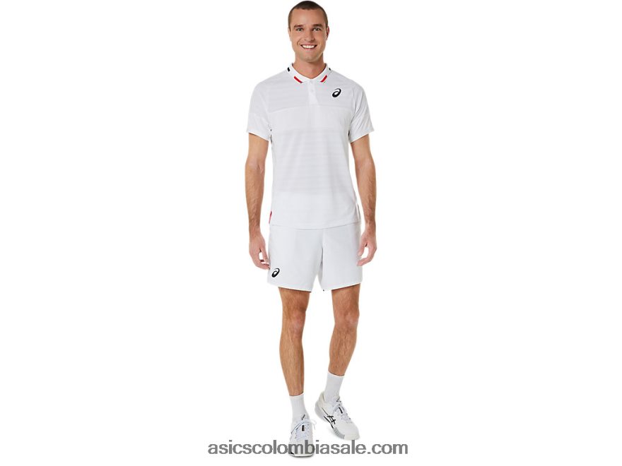 hombres Asics polo del partido blanco brillante 20X82N324