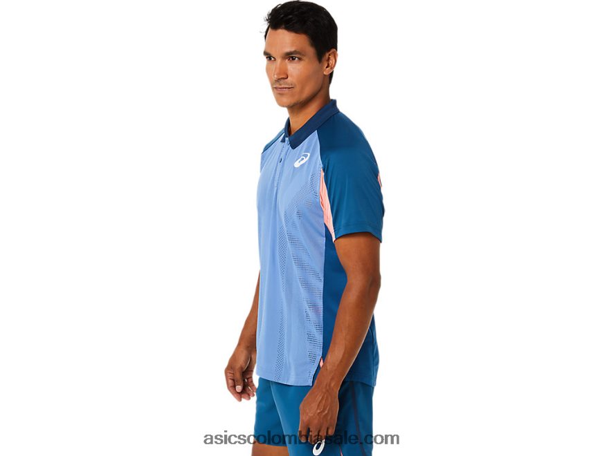 hombres Asics polo del partido índigo claro 20X82N1512