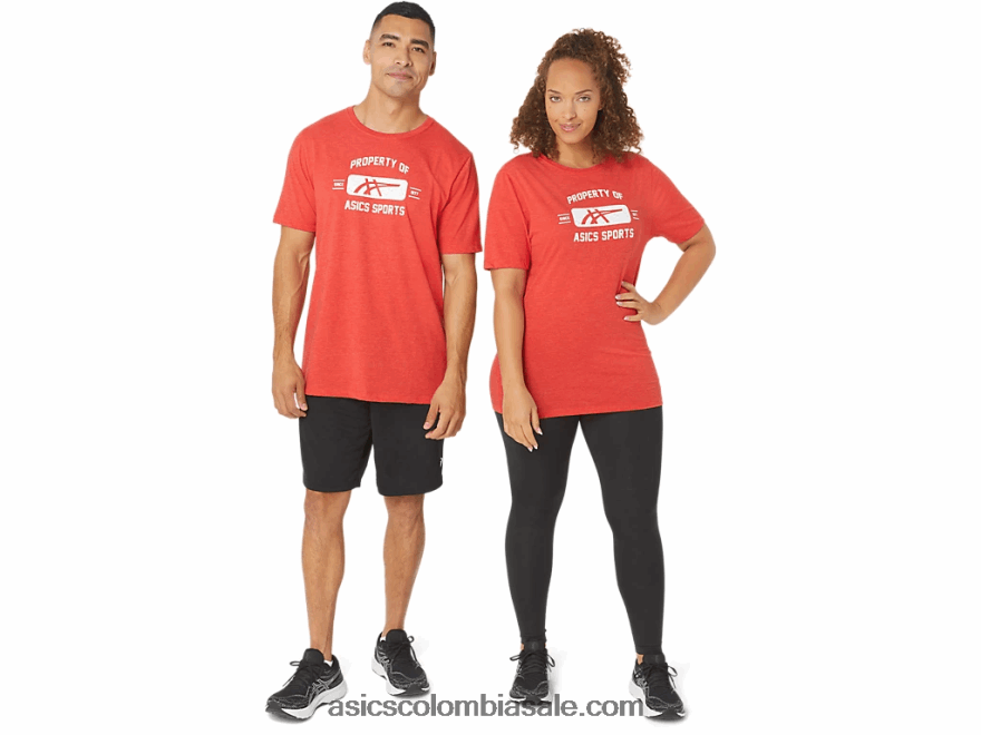 hombres Asics propiedad de manga corta de camiseta deportiva brezo rojo clásico 20X82N140
