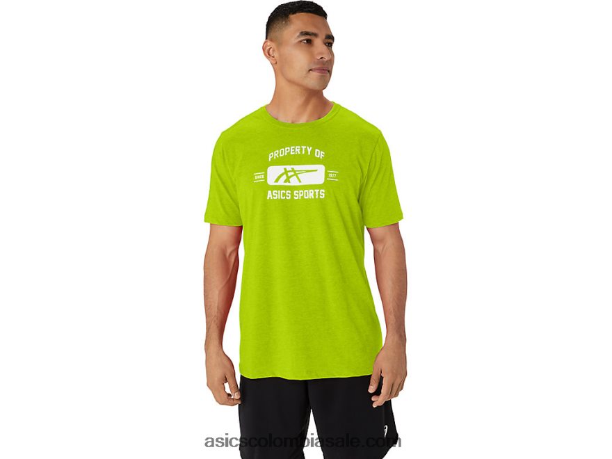 hombres Asics propiedad de manga corta de camiseta deportiva cáscara de limón 20X82N14