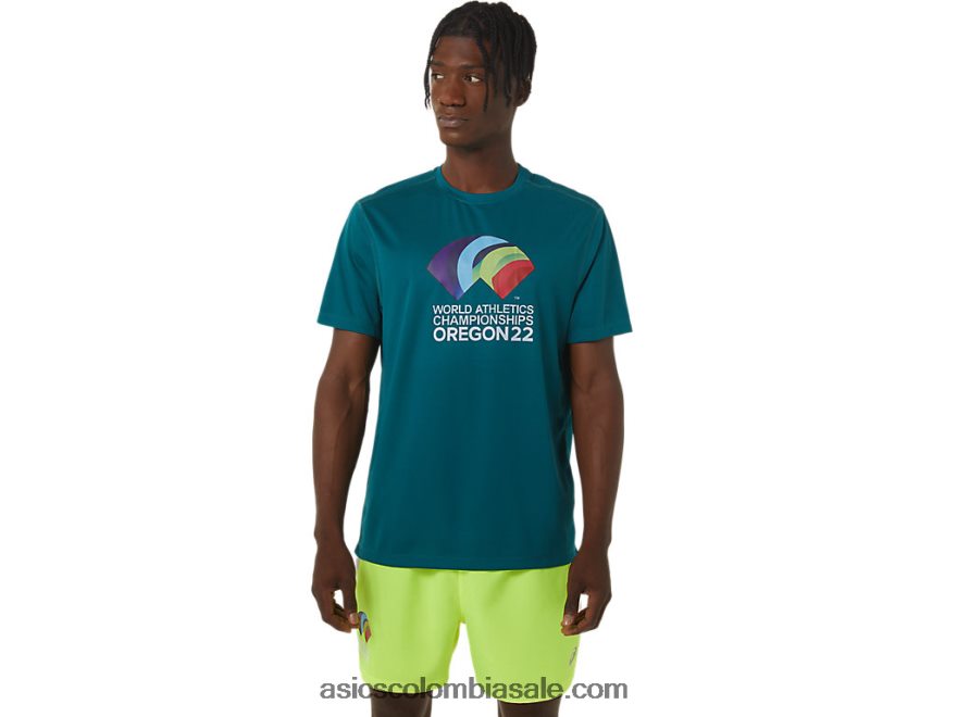 hombres Asics ready-set ii camiseta de manga corta pino terciopelo 20X82N1235