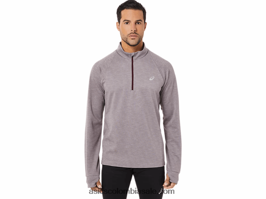 hombres Asics thermopolis invierno 1/2 cremallera Brezo profundo de Marte 20X82N1711