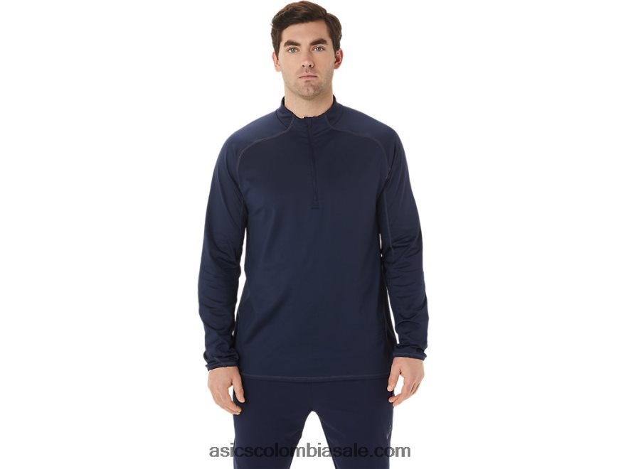 hombres Asics top actibreeze jacquard con 1/2 cremallera medianoche 20X82N761