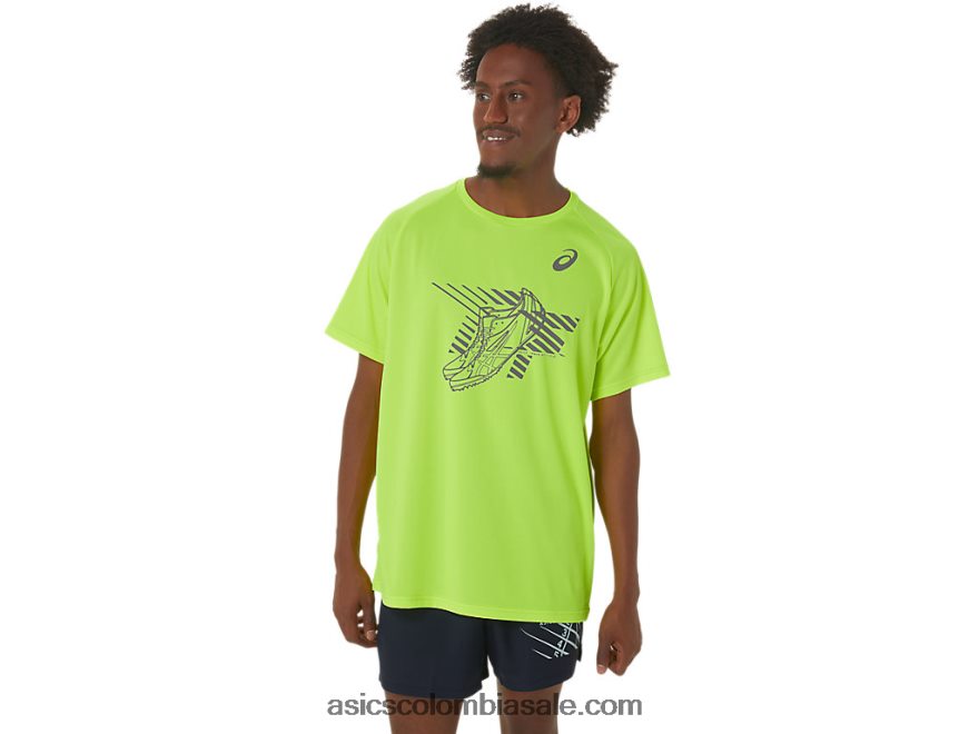 hombres Asics top de manga corta con estampado de zapatos amarillo de seguridad 20X82N279
