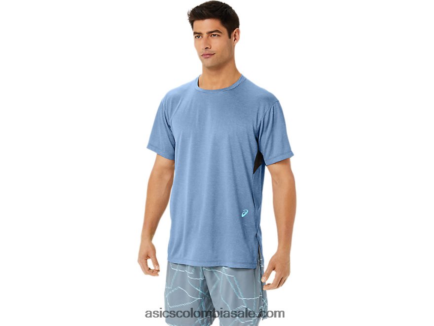 hombres Asics top de manga corta con estampado gel-cool gran tiburón brezo 20X82N1354