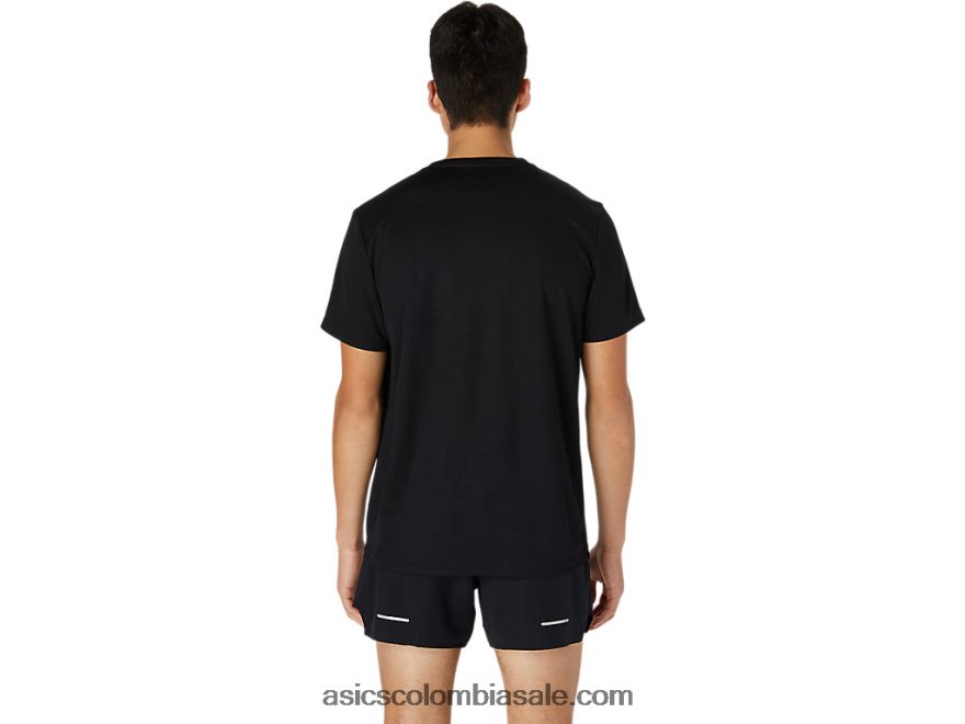 hombres Asics top de manga corta con logo estampado rendimiento negro 20X82N1761