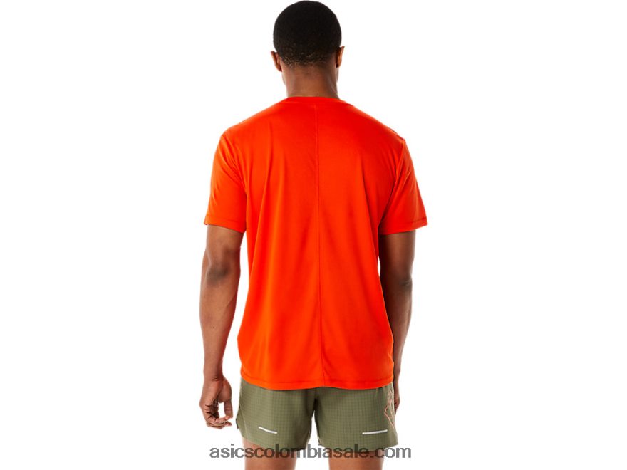 hombres Asics top de manga corta con logo fujitrail tomate cherry 20X82N1114