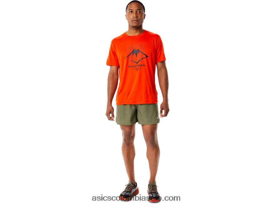 hombres Asics top de manga corta con logo fujitrail tomate cherry 20X82N1114