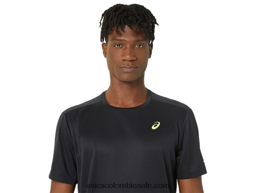 hombres Asics top de manga corta de malla lite-show rendimiento negro 20X82N120