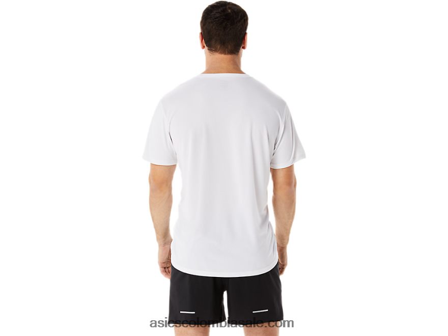 hombres Asics top de manga corta ekiden costa blanca/azul brillante 20X82N1101