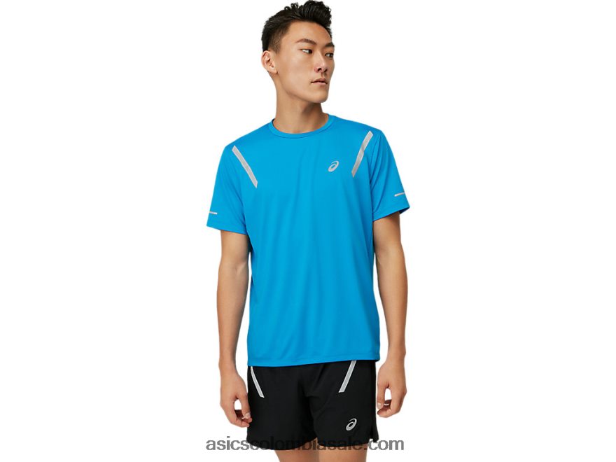hombres Asics top de manga corta lite-show azul eléctrico 20X82N1674
