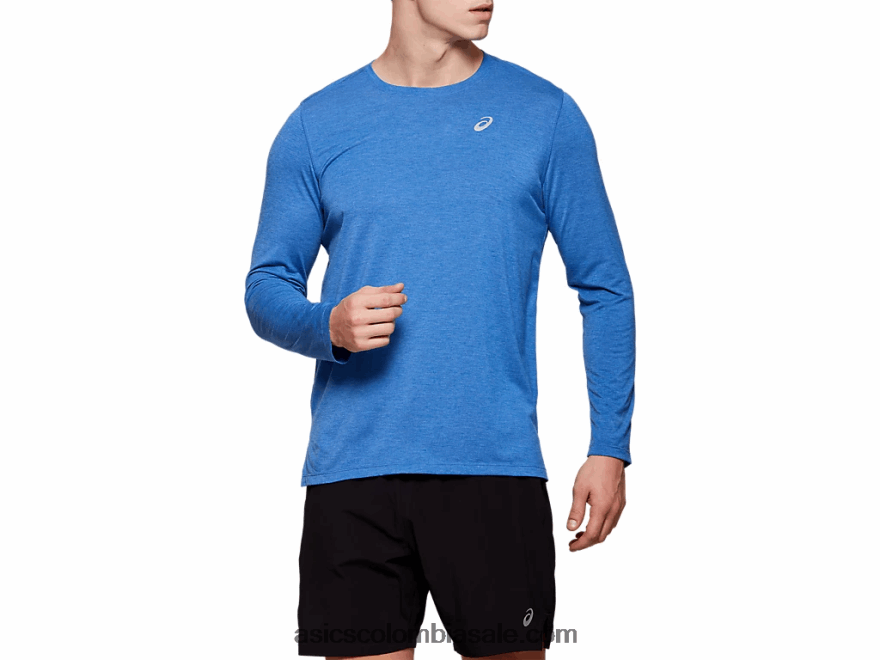 hombres Asics top de manga larga dorai brezo azul 20X82N2093
