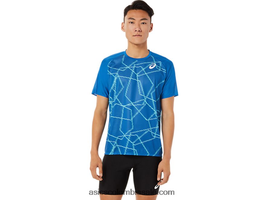 hombres Asics top ligero de manga corta unidad de lago 20X82N1443