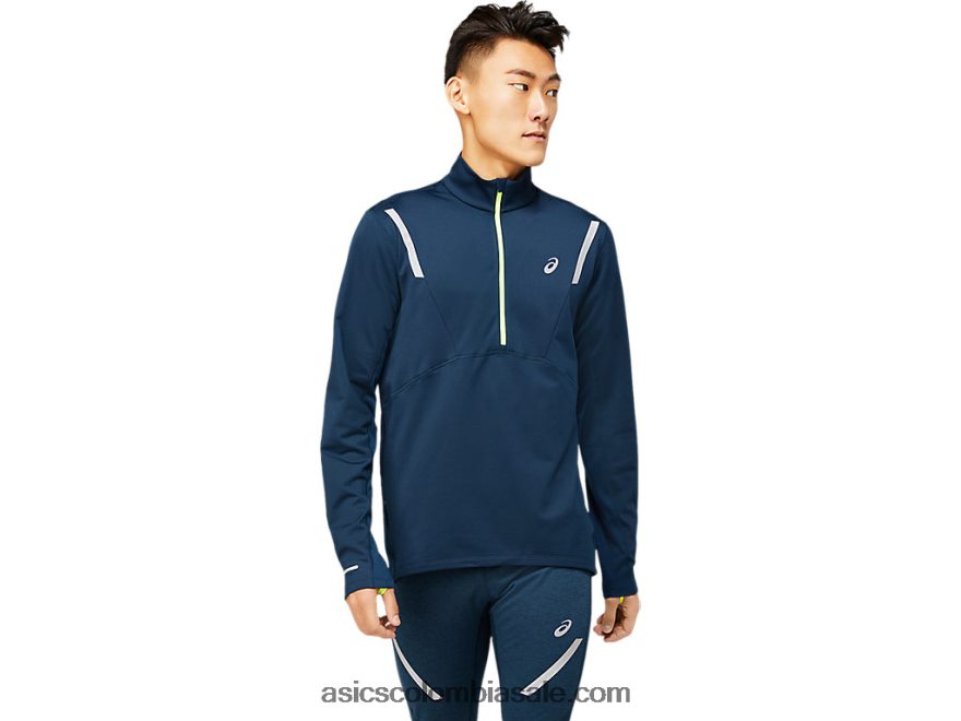 hombres Asics top lite-show winter con 1/2 cremallera azul francés 20X82N1649