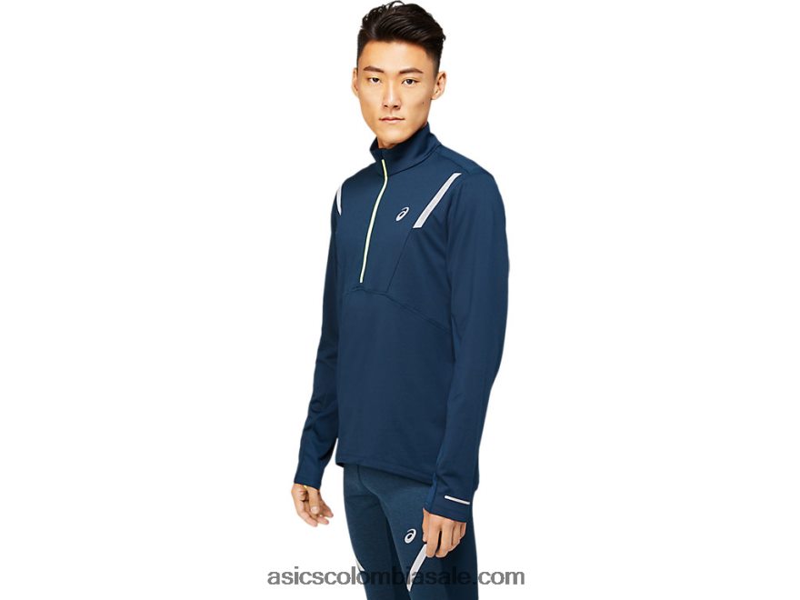 hombres Asics top lite-show winter con 1/2 cremallera azul francés 20X82N1649