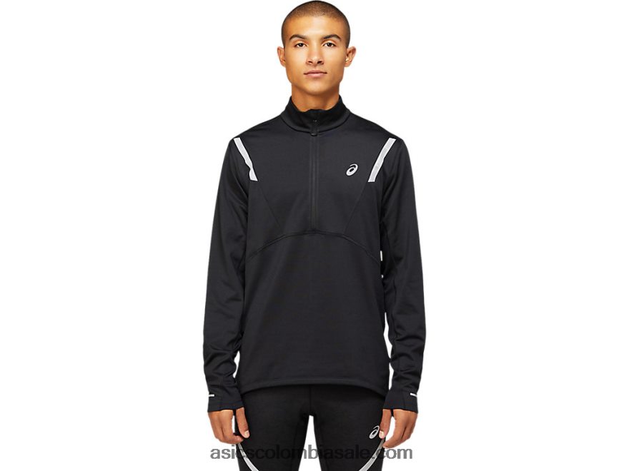 hombres Asics top lite-show winter con 1/2 cremallera rendimiento negro 20X82N1629