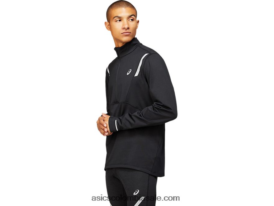 hombres Asics top lite-show winter con 1/2 cremallera rendimiento negro 20X82N1629