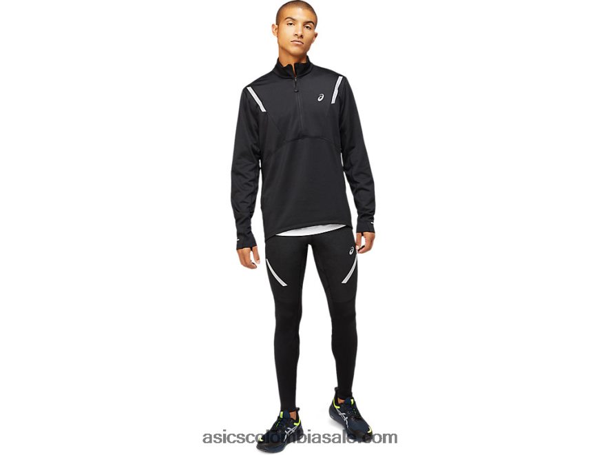 hombres Asics top lite-show winter con 1/2 cremallera rendimiento negro 20X82N1629