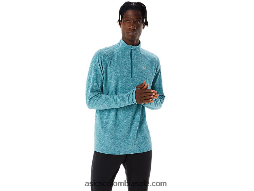 hombres Asics tren sana 1/2 zip brezo de pino de terciopelo 20X82N1068