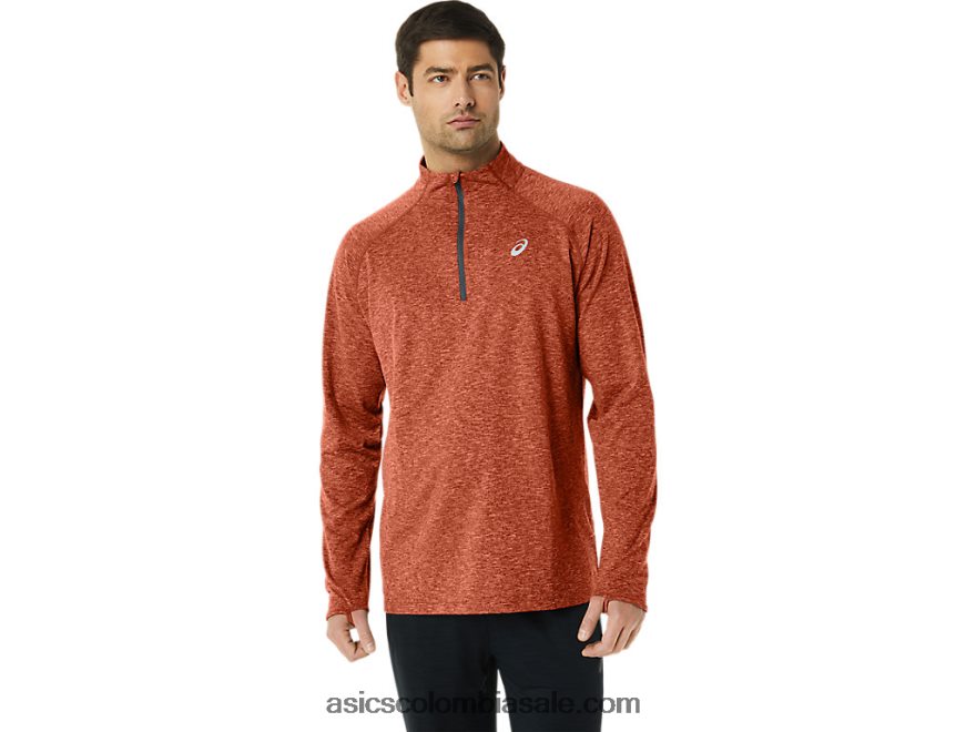 hombres Asics tren sana 1/2 zip especias latte brezo 20X82N194