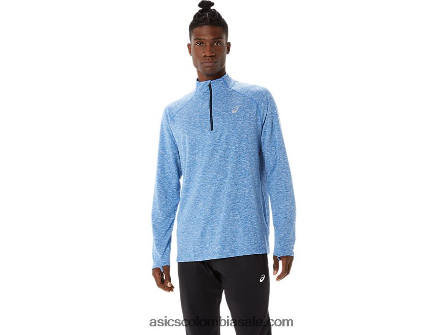hombres Asics tren sana 1/2 zip lago drive brezo/azul francés 20X82N1470