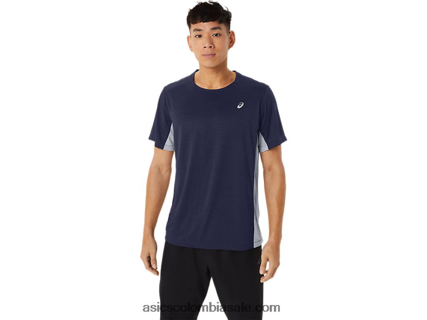 hombres Asics tren sana manga corta chaquetón/hoja de roca 20X82N227