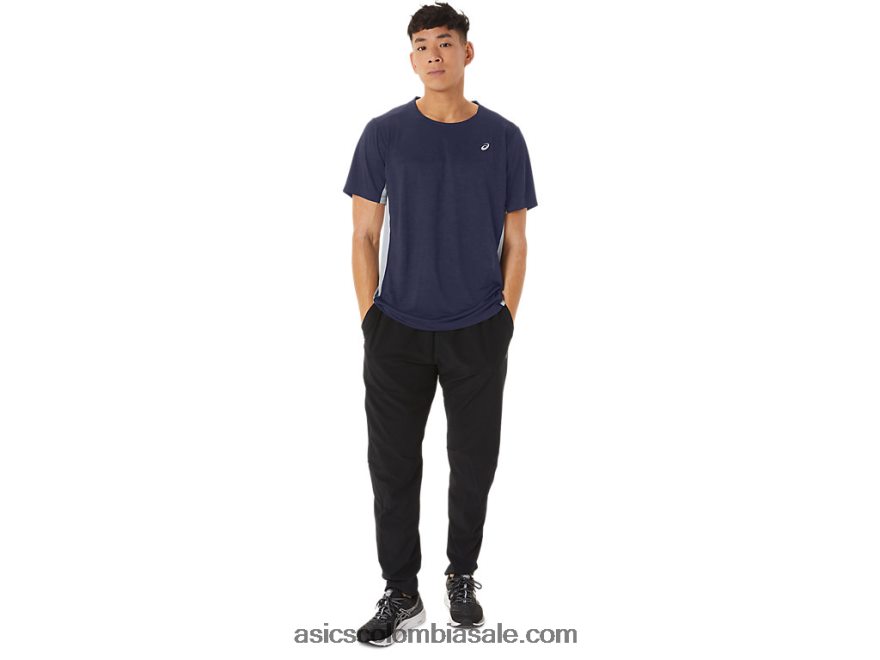 hombres Asics tren sana manga corta chaquetón/hoja de roca 20X82N227