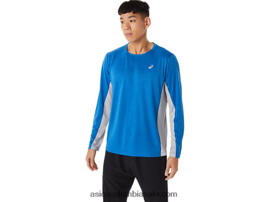 hombres Asics tren sana manga larga lago drive/gris piedmont 20X82N1412