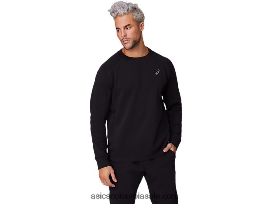 hombres Asics tripulación de punto de movilidad rendimiento negro 20X82N1667