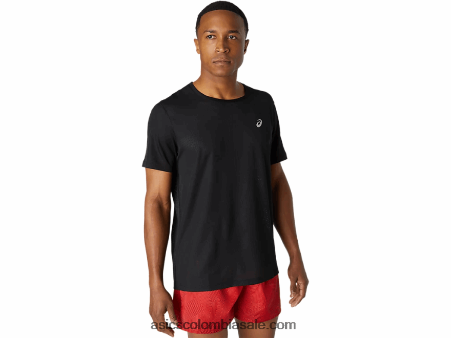 hombres Asics ventilar top de manga corta rendimiento negro 20X82N1788