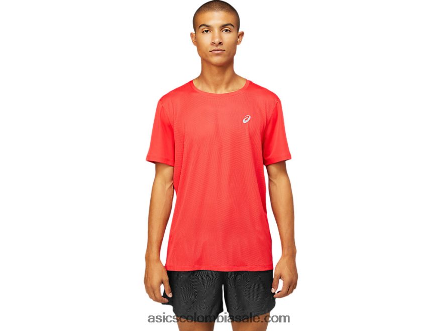 hombres Asics ventilar top de manga corta rojo electrico 20X82N1799