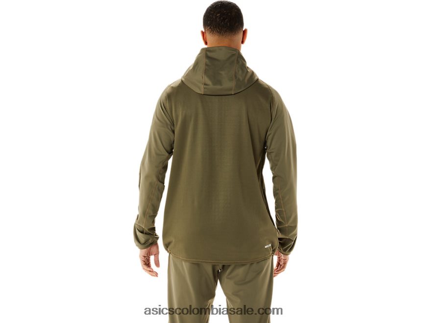 hombres Asics chamarra de punto cepillado en jacquard actibreeze manto verde 20X82N759
