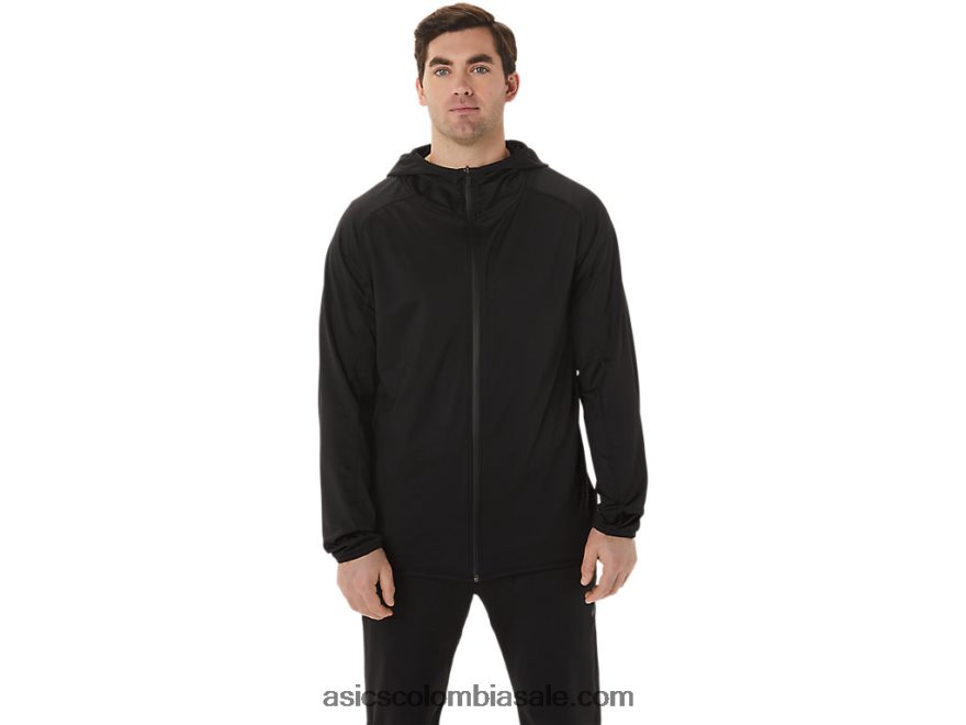 hombres Asics chamarra de punto cepillado en jacquard actibreeze rendimiento negro 20X82N755