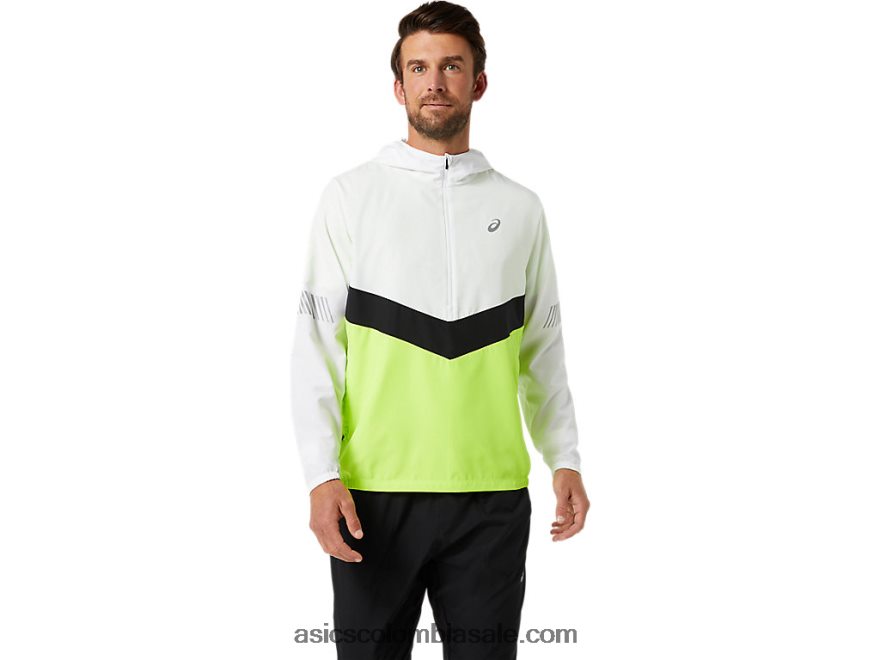 hombres Asics chamarra ligera blanco brillante/verde peligro 20X82N1348