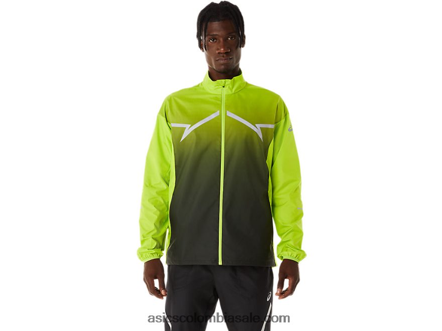 hombres Asics chamarra ligera ralladura de lima/negro rendimiento 20X82N238