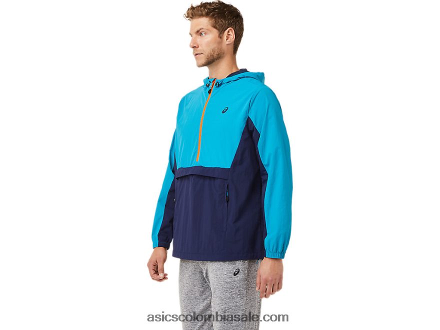 hombres Asics chaqueta anorak azul verdoso/chaquetón 20X82N2030