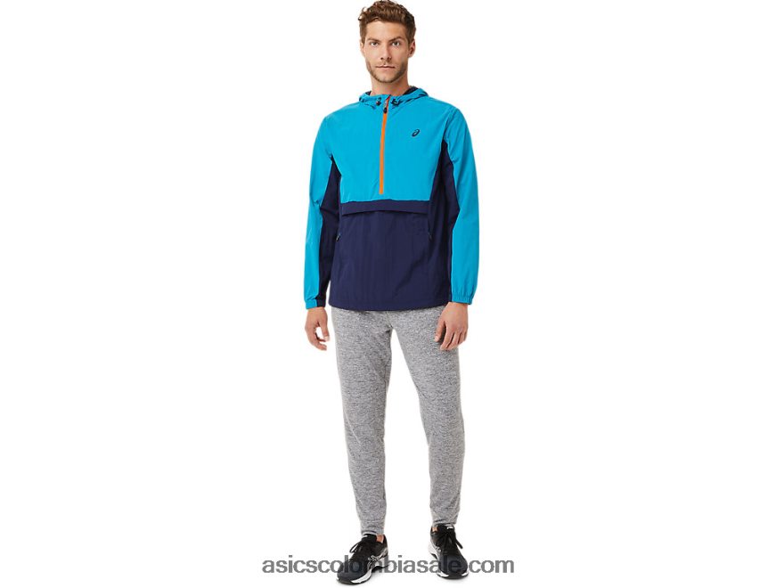 hombres Asics chaqueta anorak azul verdoso/chaquetón 20X82N2030