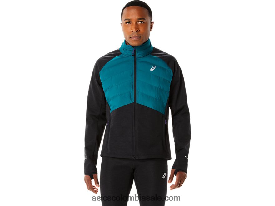 hombres Asics chaqueta de correr de invierno pino terciopelo/brezo negro 20X82N849