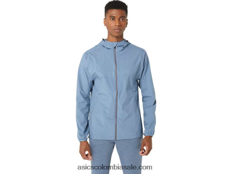 hombres Asics chaqueta impermeable azul acero/gris portador 20X82N214