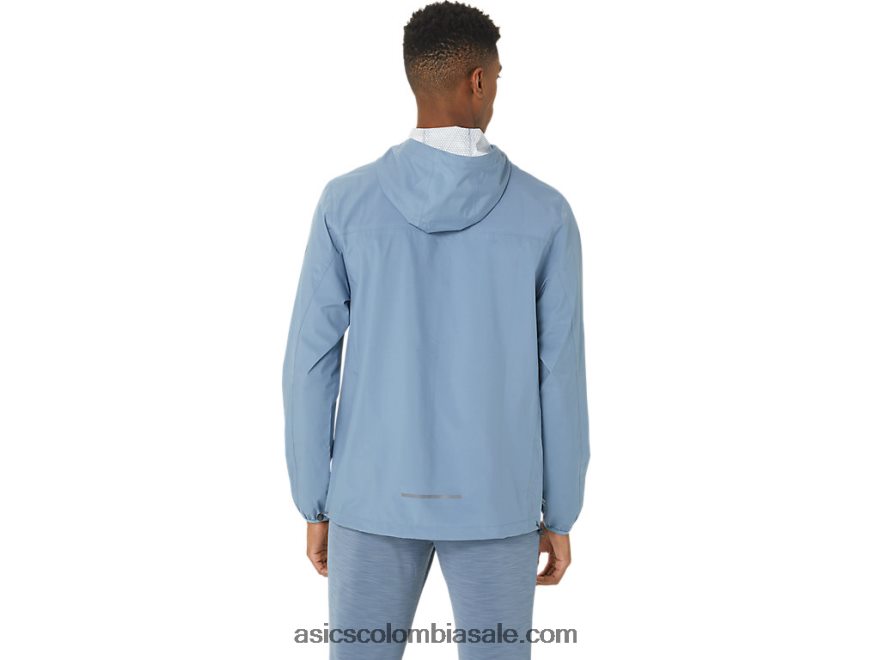 hombres Asics chaqueta impermeable azul acero/gris portador 20X82N214