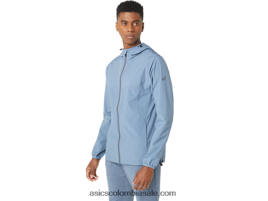 hombres Asics chaqueta impermeable azul acero/gris portador 20X82N214