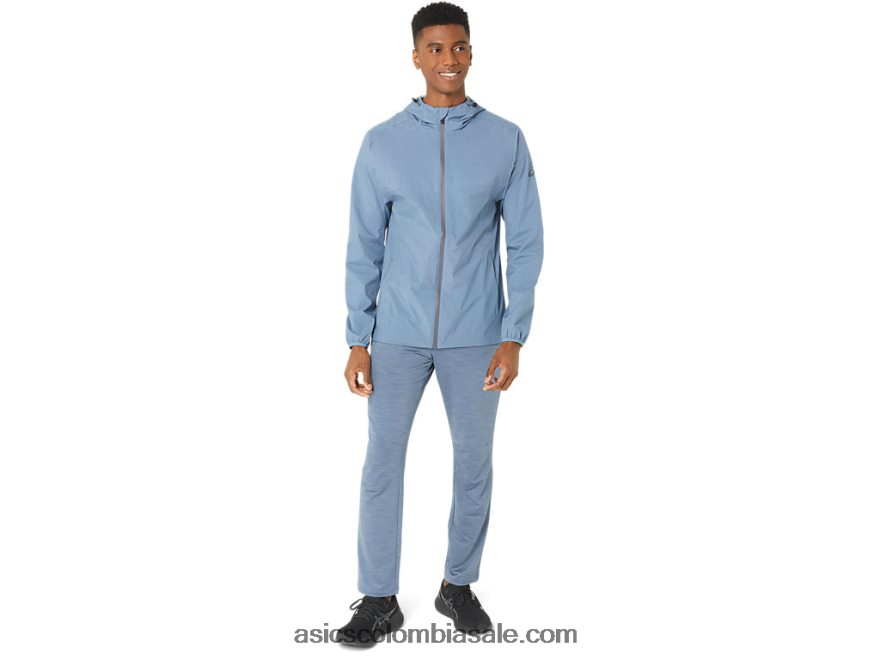hombres Asics chaqueta impermeable azul acero/gris portador 20X82N214
