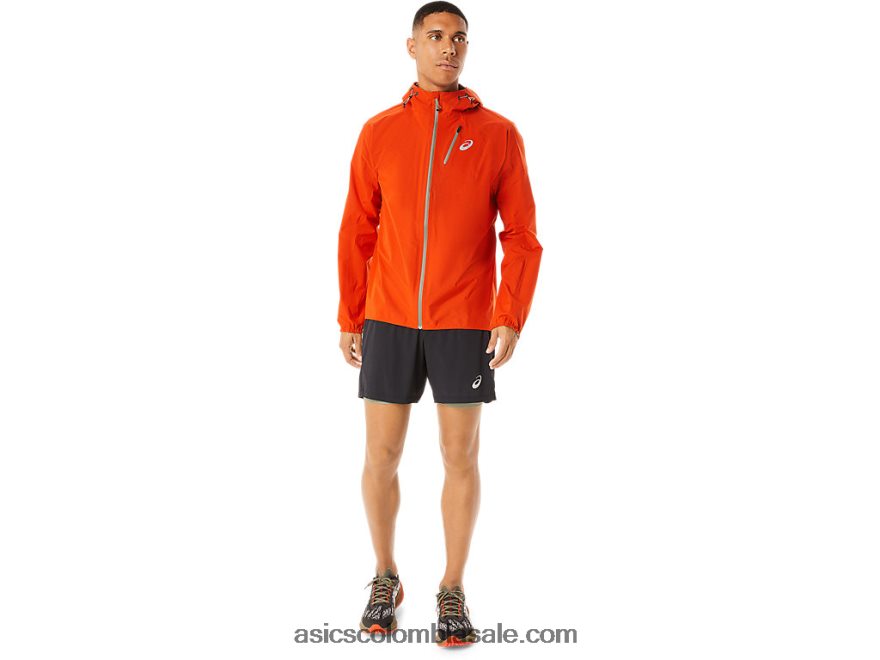 hombres Asics chaqueta impermeable fujitrail tomate cherry 20X82N1146