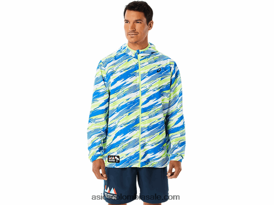 hombres Asics chaqueta lista para usar peligro verde 20X82N1343
