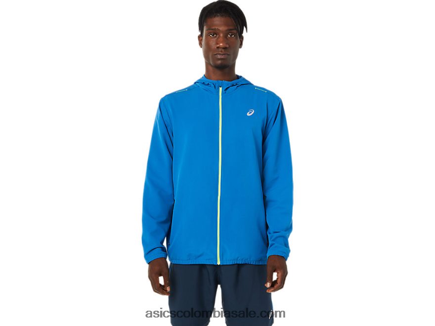 hombres Asics chaqueta lista para usar unidad de lago/peligro verde 20X82N1400